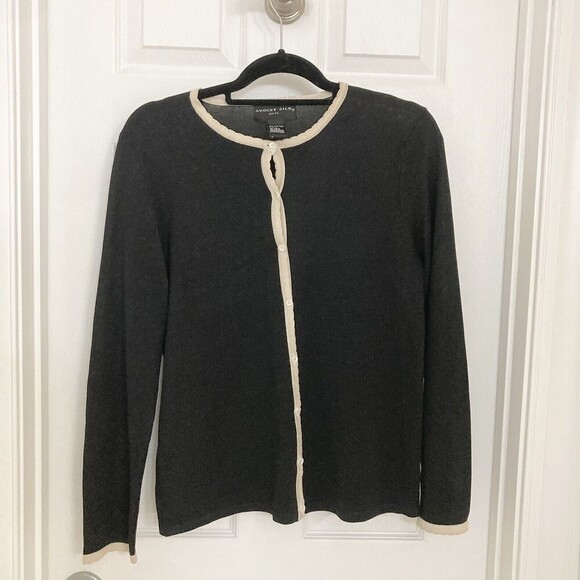August Silk Women’s Size L 100% Silk Button Front Long Sleeve Sweater Cardigan - Picture 1 of 8